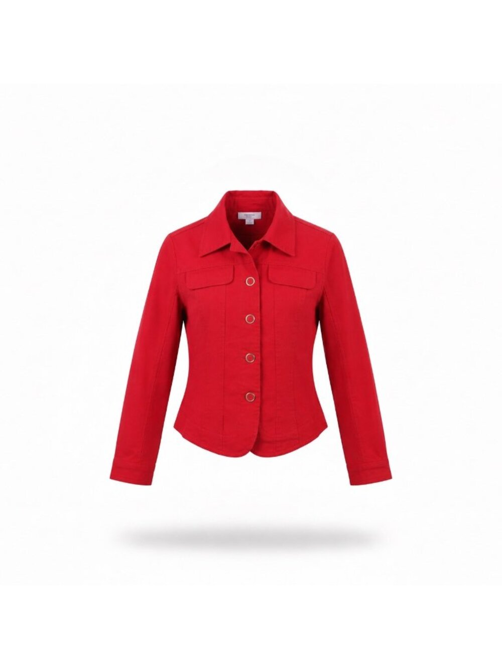 Dressbarn Womens Red Button-Up Jacket Small Stylish Casual Outerwear Size S